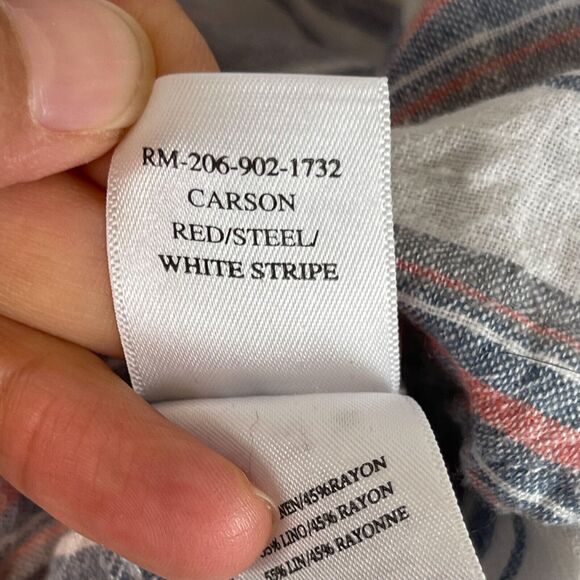 Rails Carson Linen Blend Shirt Mens XXL Gray Striped Button Up Short Sleeve - Picture 8 of 14